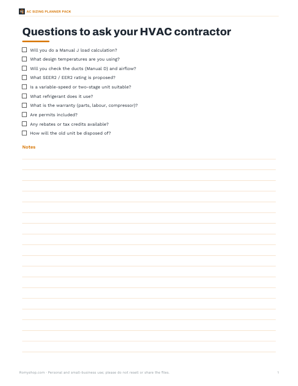 Preview of HVAC Contractor Checklist Questions