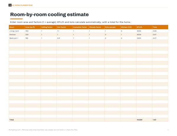 Preview of Printable AC Load Estimator